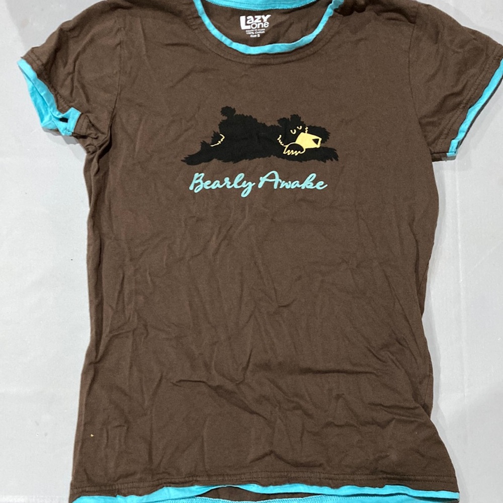 Lazy One Small Sleepy Brown, Blue, Black T-Shirt